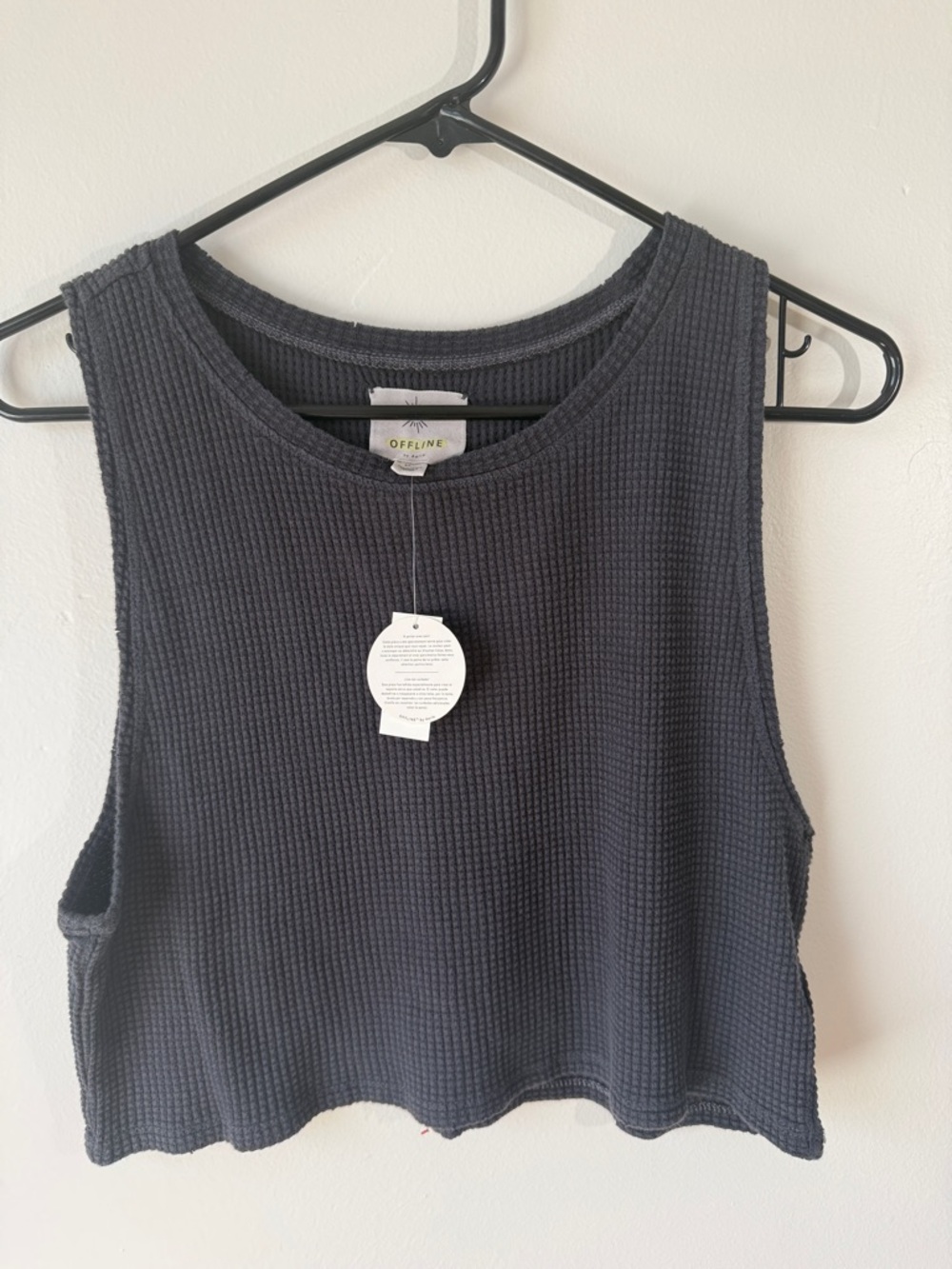 aerie Charcoal Waffle Cropped Tank